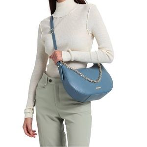 Leather medium blue crossbody bag Tuscan Leather